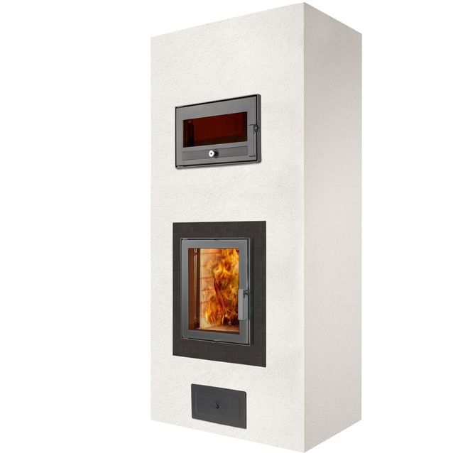 Takka-lämpiöuuni Maija Funkkis asiakkaan omalla mustalla kaakelilla