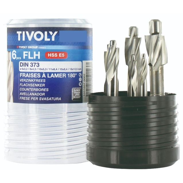 Tasoupotinsarja Tivoly, 6 kpl, Ø6–18mm, 180°, HSS-E5, DIN 373