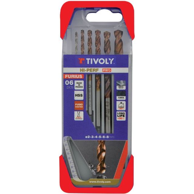 Metalliporanteräsarja Tivoly Furius Fusio HSS, 2–8mm, 6 kpl
