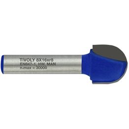 Pyöröurajyrsin Tivoly, 16x8mm, 16x8mm