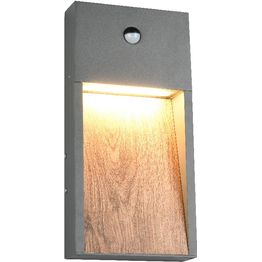 LED-seinävalaisin Trio Salmon, puu/antrasiitti, liiketunnistin