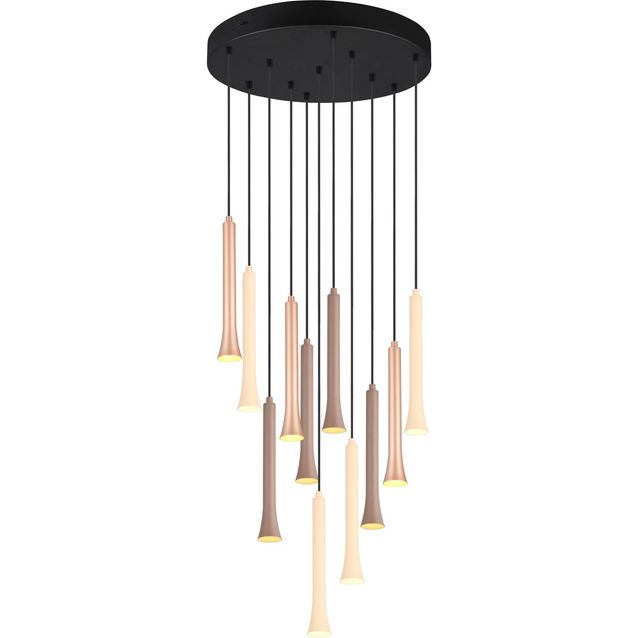 LED-riippuvalaisin Trio Fiato, 11-os, 40cm, mattamusta/moniväri