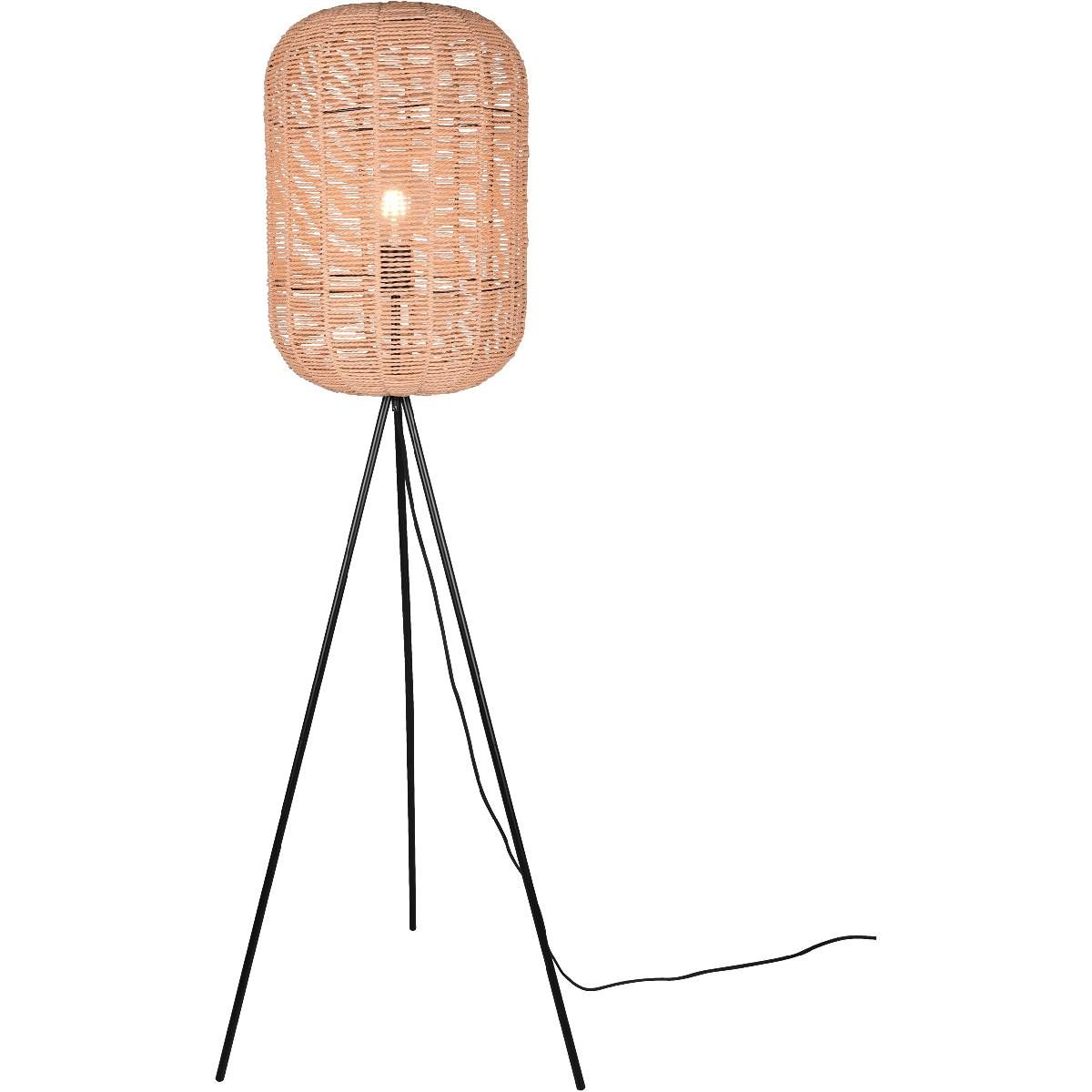 Lattiavalaisin Trio Runa E27 mattamusta/rottinki