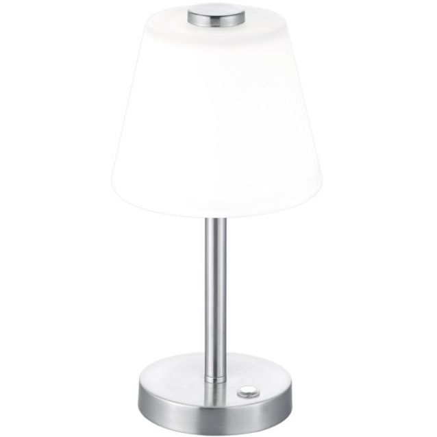 LED-pöytävalaisin Trio Emerald Ø150x290 mm, harjattu teräs