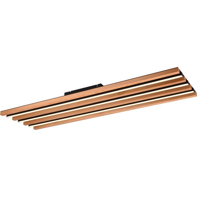 LED-kattovalaisin Trio Fontana 113cm musta/luonnonpuu