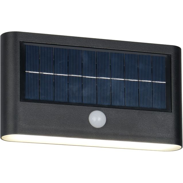 Seinävalaisin Trio Ramos, aurinkokenno/hybridi, ladattava, liike- ja hämärätunnistin, 4000K, mattamusta