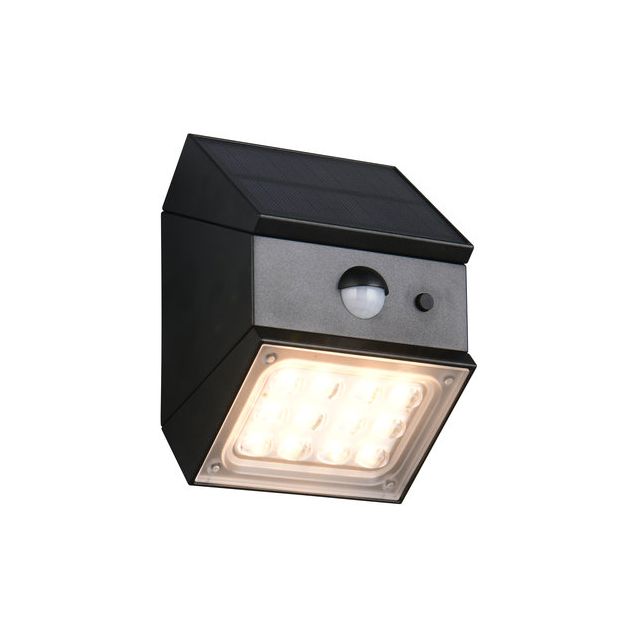 Aurinkokennoseinävalaisin Trio Talca LED, liike- ja hämärätunnistin, mattamusta
