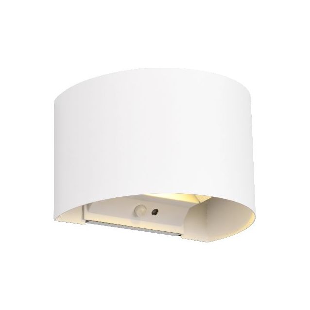 LED-seinävalaisin Trio Talent, pyöreä, mattavalkoinen, ladattava, liike- ja hämärätunnistin