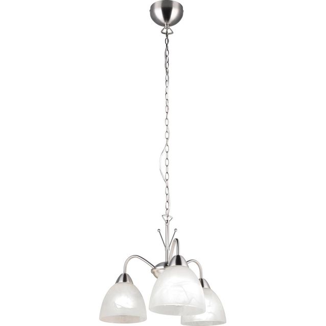 Riippuvalaisin Trio Dobby 3-osainen E27 harjattu teräs/alabasteri