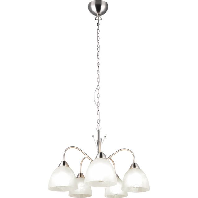 Riippuvalaisin Trio Dobby 5-osainen E27 harjattu teräs/alabasteri
