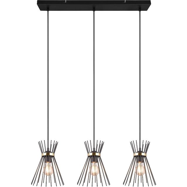 Riippuvalaisin Trio Rod, 3-os, E27, musta/kulta