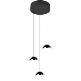 Riippuvalaisin Trio Senta LED 3-osainen pyöreä 4000K mattamusta/kromi