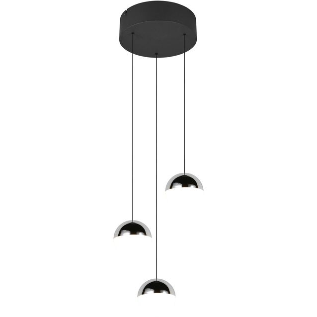 Riippuvalaisin Trio Senta LED 3-osainen pyöreä 4000K mattamusta/kromi
