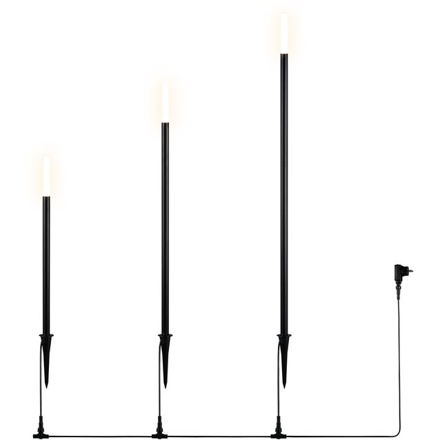 Maapiikkiulkovalaisin LED Trio Stick mattamusta