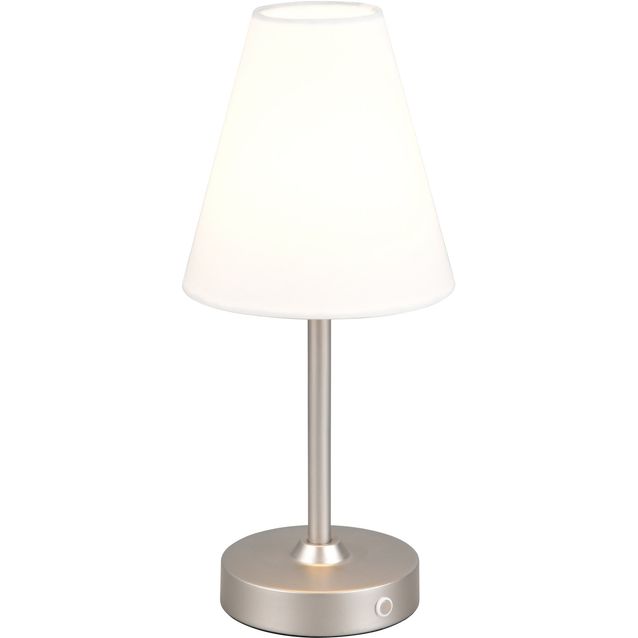 Pöytävalaisin Trio Kenny LED 3000K harjattu teräs/valkoinen ladattava