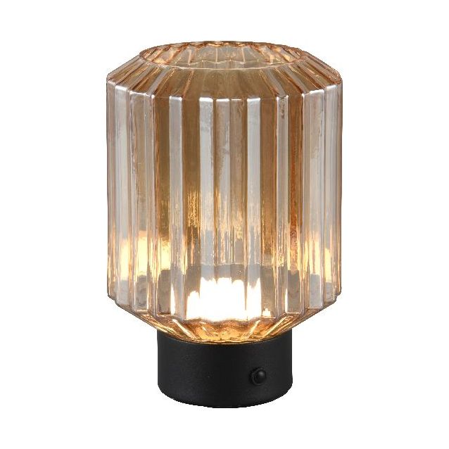 LED-pöytävalaisin Trio Lord, mattamusta/meripihka, ladattava