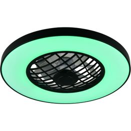 Tuuletinkattovalaisin Trio Linköping Ø59cm LED RGB Bluetooth-kaiutin musta