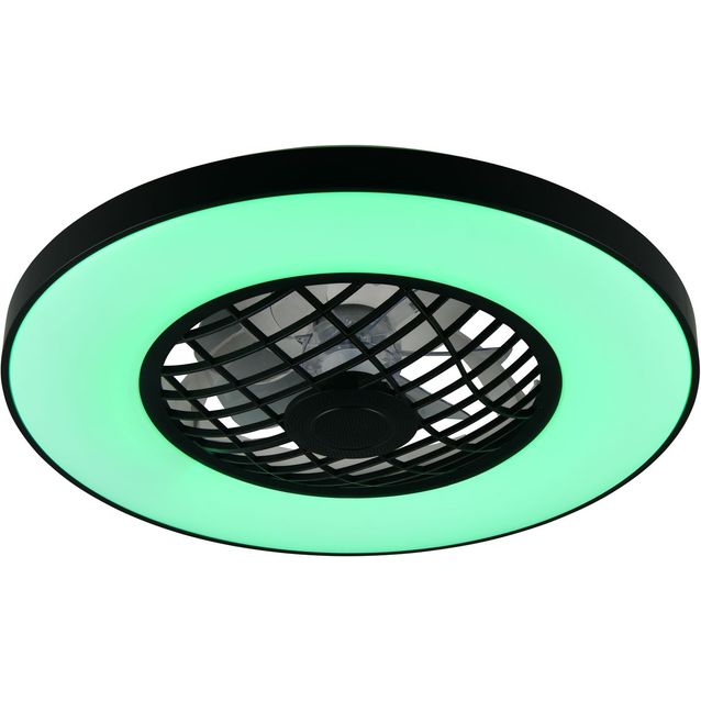 Tuuletinkattovalaisin Trio Linköping Ø59cm LED RGB Bluetooth-kaiutin musta