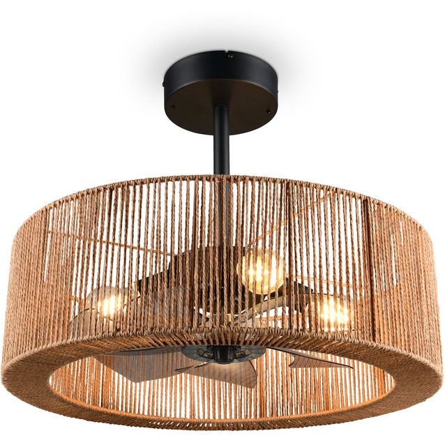 Tuuletinvalaisin Trio Smillum 4xE27 luonnollinen väri/mattamusta