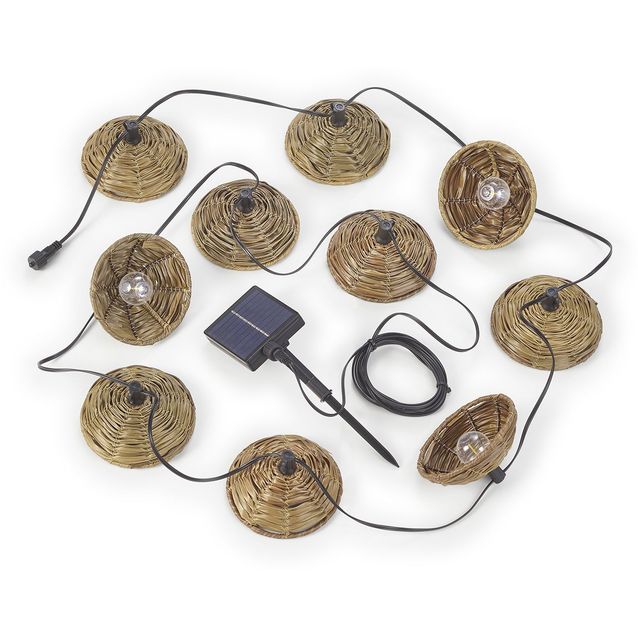 Aurinkokennovaloketju Trio Mood Hybrid 5.7m 10xE27 ladattava hämärätunnistin luonnollinen väri/musta