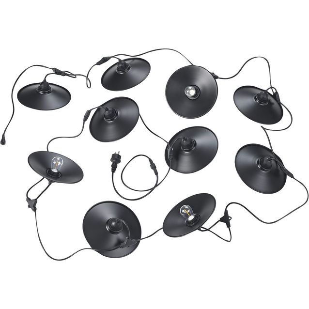 Valoketju Trio Chain 6.5m 10xE27 varjostimilla mattamusta