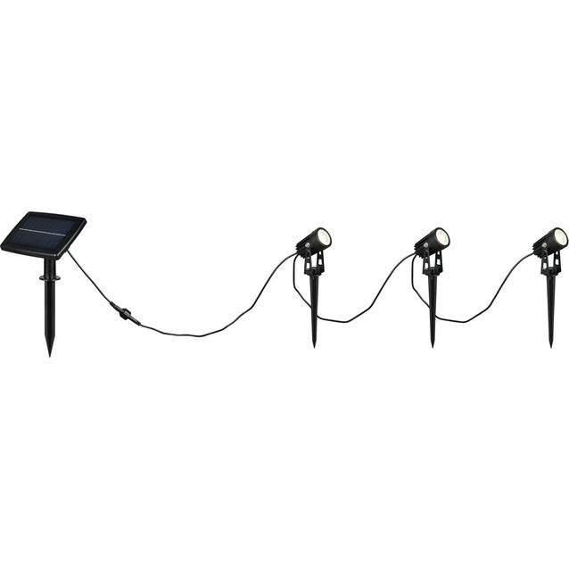 Ladattava aurinkokennovalaisin Trio Obidos Hybrid LED 3-osainen maapiikki hämärätunnistin 4000K mattamusta