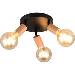 Spottivalaisin Trio Lamego 3-osainen Ø29cm E27 mattamusta/puujäljitelmä