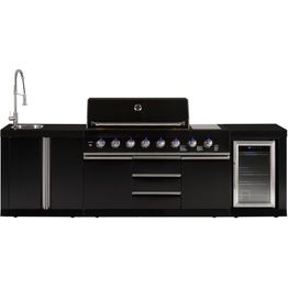 Kaasugrilli/kesäkeittiö jääkaapilla Mustang Black Diamond 6 poltinta sivukeitin infrapunapoltin musta