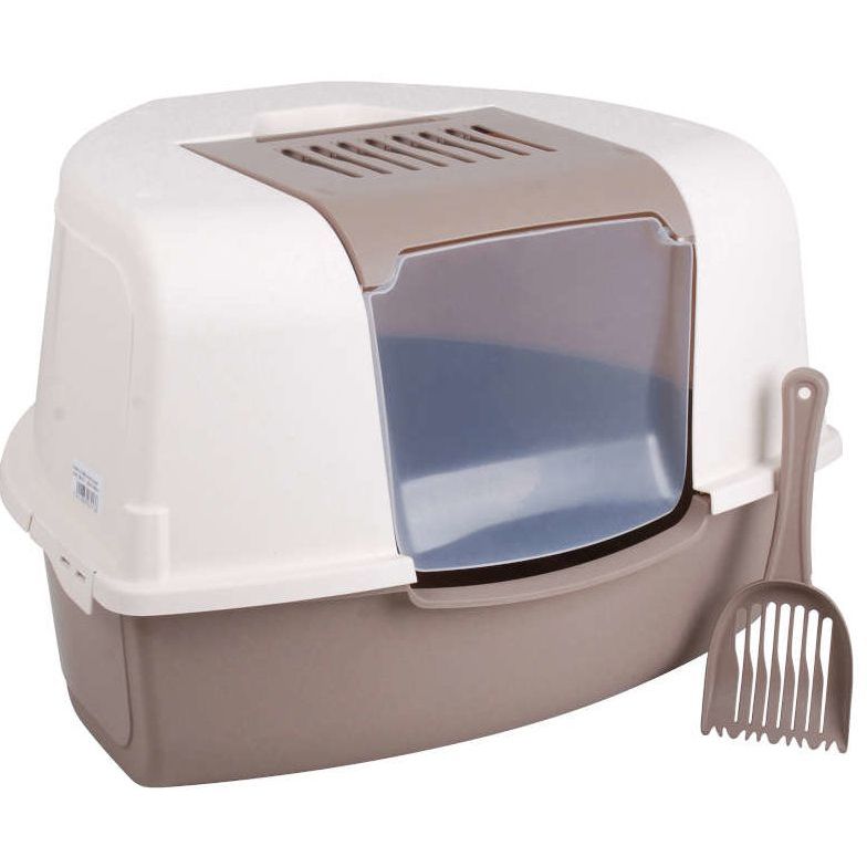 Kissanhiekkalaatikkosetti Kats umpinainen nurkkamalli beige