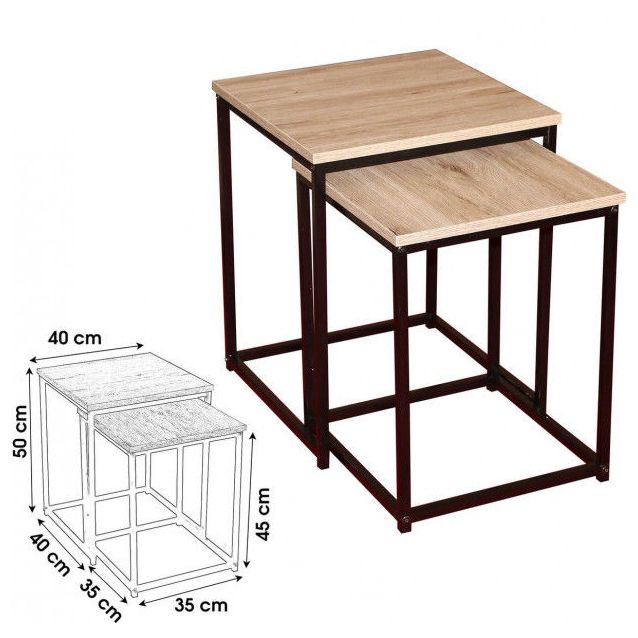 Apupöydä Urban Living 2kpl ruskea/musta