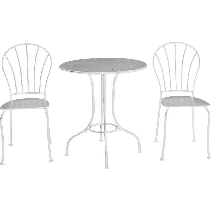 Bistrosetti Chic Garden Angela pöytä + 2 tuolia valkoinen