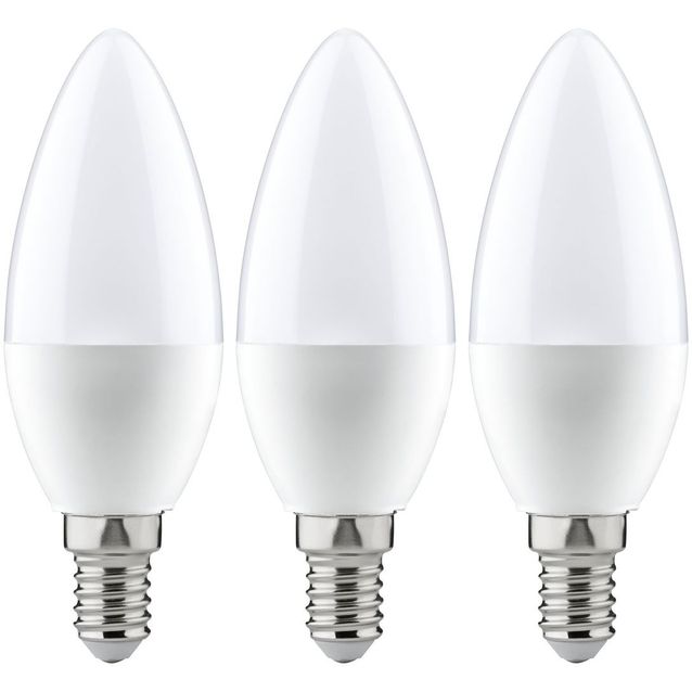 LED-kynttilälamppu Paulmann Candle, E14, 470lm, 5.5W, 2700K, opaali, 3kpl