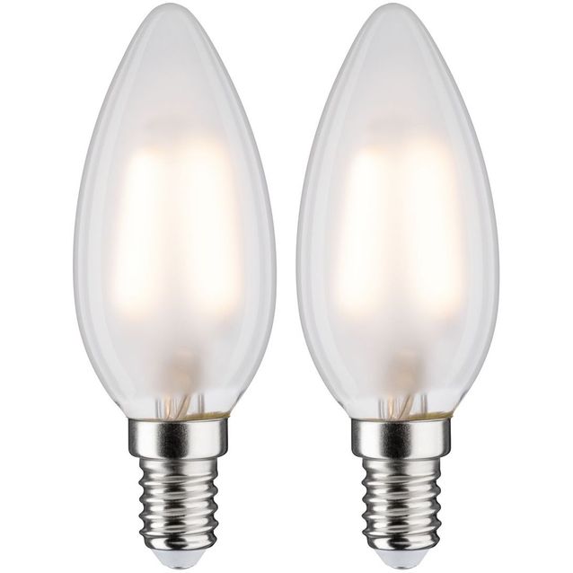 LED-kynttilälamppu Paulmann Candle, E14, 250lm, 3W, 2700K, filamentti, matta, 2kpl