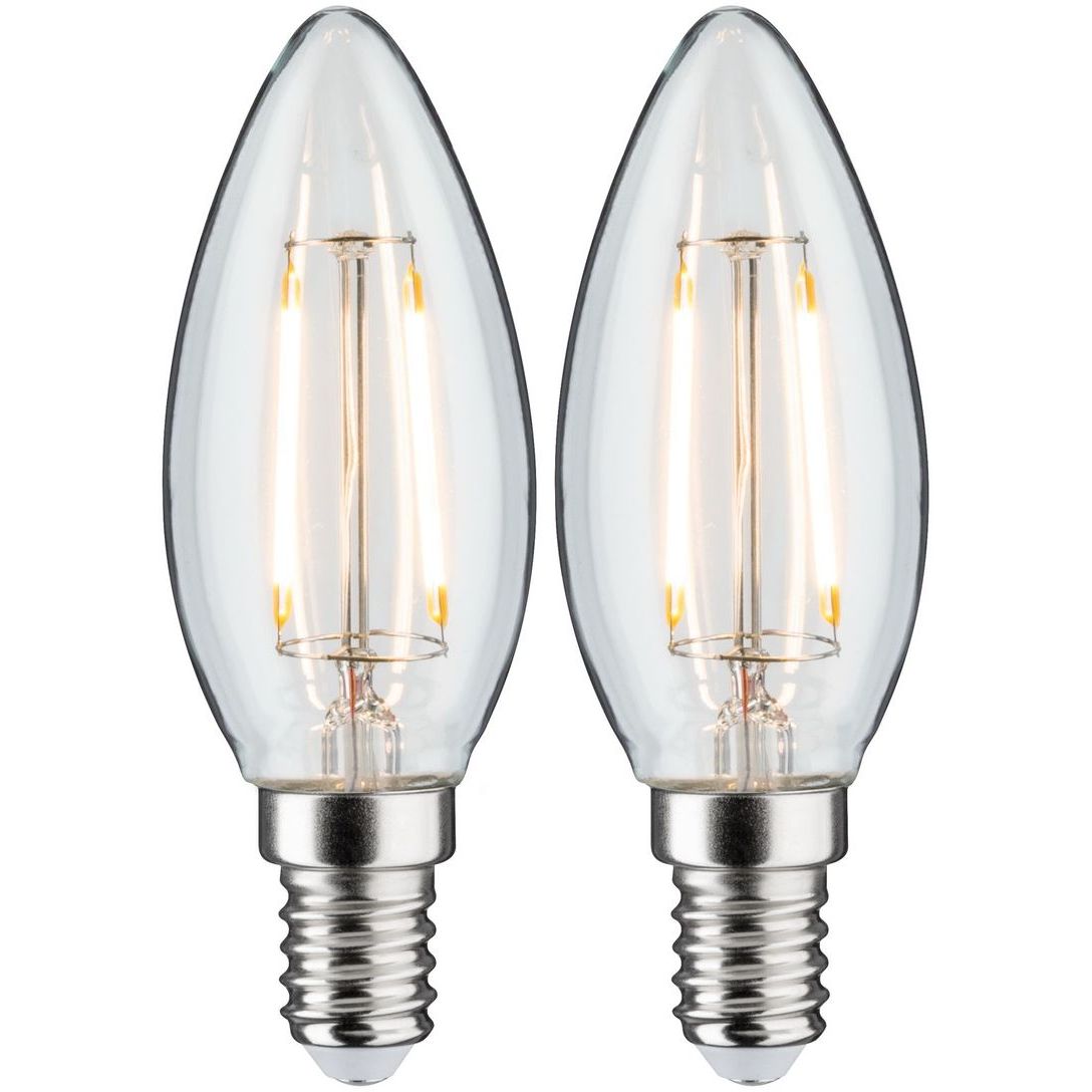 LED-kynttilälamppu Paulmann Candle, E14, 250lm, 2.7W, 2700K, filamentti, kirkas, 2kpl