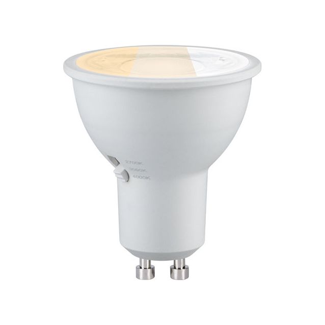 LED-polttimo Paulmann Standard 230V LED Reflector, GU10, 650lm, 6.9W, 2700 - 4000K, valintakytkimellä, valkoinen