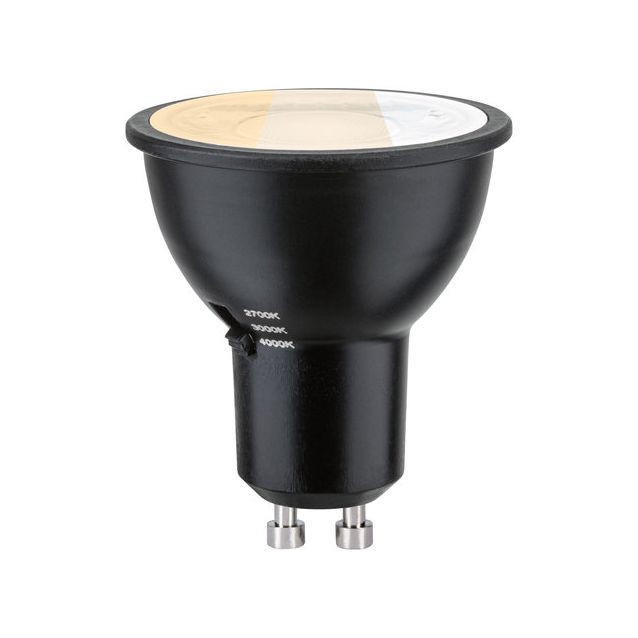 LED-polttimo Paulmann Standard 230V LED Reflector, GU10, 650lm, 6.9W, 2700 - 4000K, valintakytkimellä, mattamusta