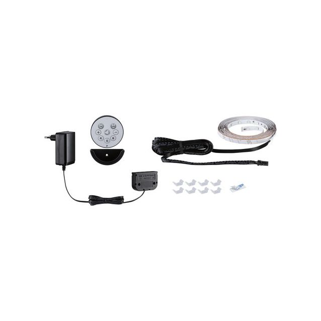 LED-nauhasetti muuntajalla Paulmann Basic Set, akustiikkapaneeliin, 2,4m, RGB, musta