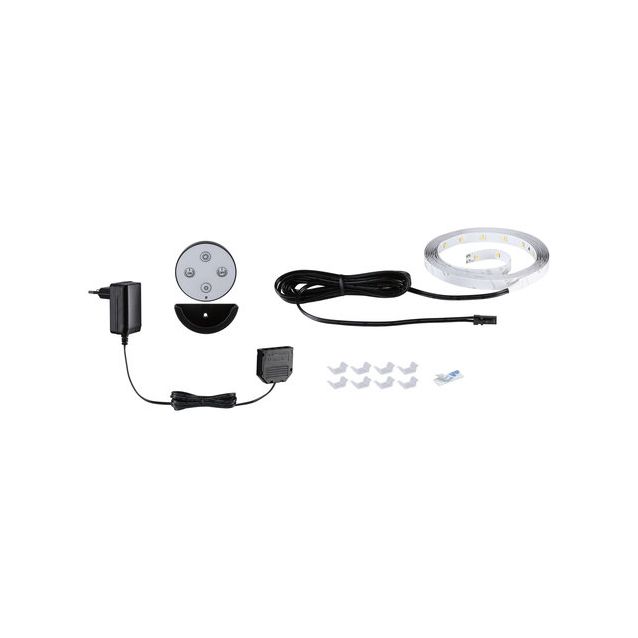 LED-nauhasetti muuntajalla Paulmann Basic Set, akustiikkapaneeliin, 2,4m, 3000K, musta