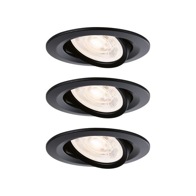 LED-alasvalosetti Paulmann Nova, Ø84mm, GU10, 3x4.9W, 3x550lm, 2700K, suunnattava, mattamusta