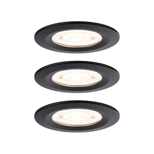 LED-alasvalosetti Paulmann Nova, Ø78mm, GU10, IP44, 3x4.9W, 3x550lm, 2700K, mattamusta