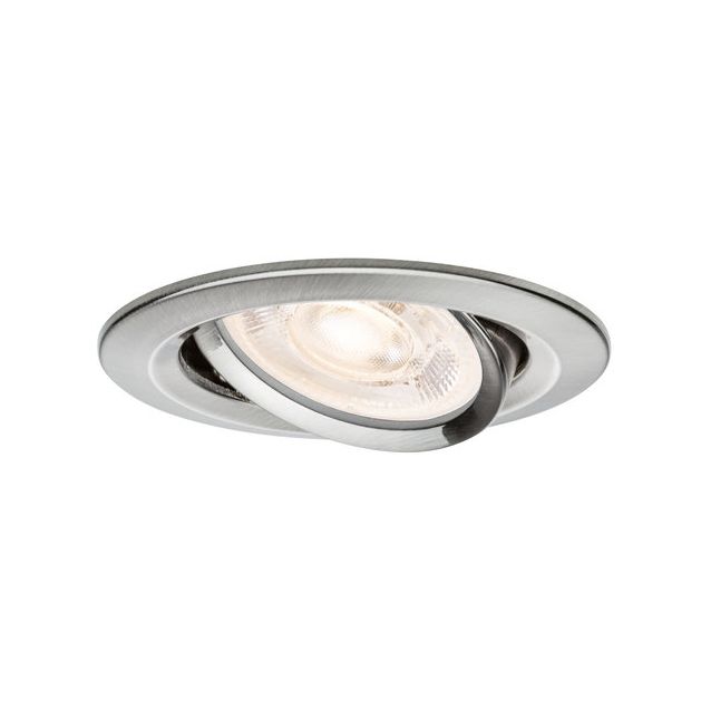 LED-alasvalo Paulmann Nova, Ø84mm, GU10, 4.9W, 550lm, 2700K, kolmiportaisesti himmennettävä, suunnattava, harjattu rauta