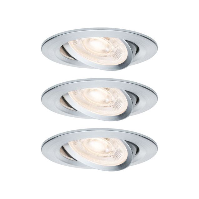 LED-alasvalosetti Paulmann Nova, Ø84mm, GU10, 3x4.9W, 3x550lm, 2700K, kolmiportaisesti himmennettävä, suunnattava, alumiini