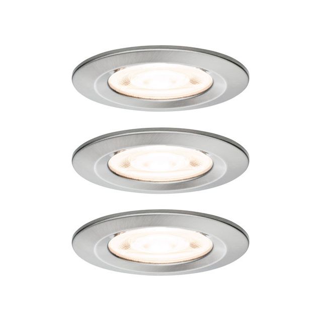 LED-alasvalosetti Paulmann Nova, Ø78mm, GU10, IP44, 3x4.9W, 3x550lm, 2700K, kolmiportaisesti himmennettävä, harjattu rauta