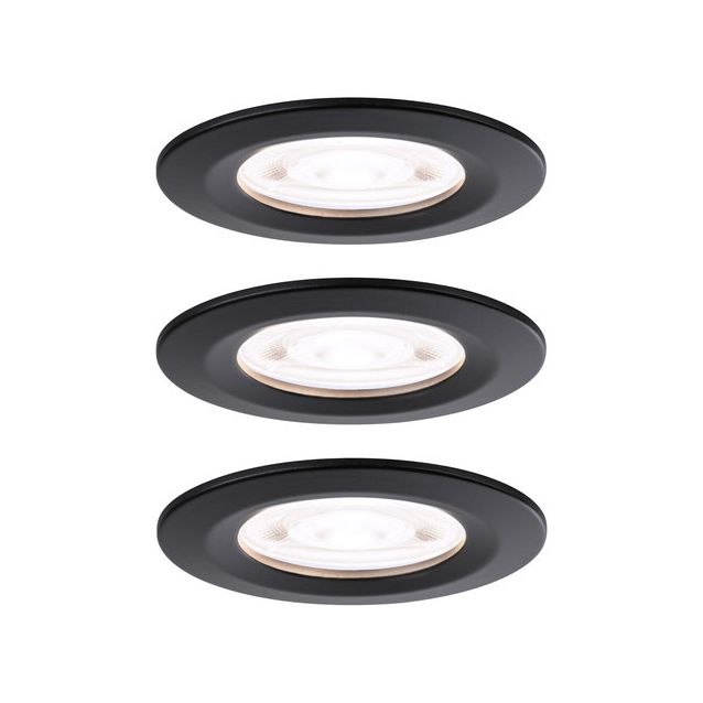 LED-alasvalosetti Paulmann Nova, Ø78mm, GU10, IP44, 3x4.9W, 3x550lm, 4000K, mattamusta