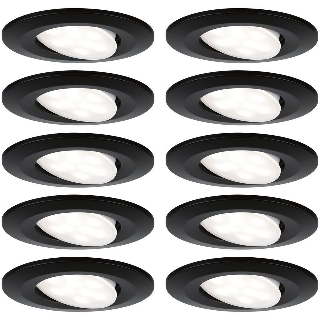 Upotettava LED-valaisin Paulmann Calla, 10kpl, IP65, Ø90mm, 6W, 500lm, 4000K, mattamusta