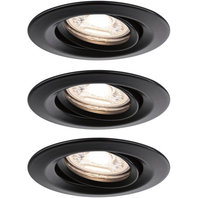 Upotettava LED-valaisin Paulmann Nova Mini Plus Coin, 3kpl, Ø66mm, 4W, 310lm, 2700K, mattamusta