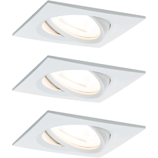 Upotettava LED-valaisin Paulmann Nova Coin, 3kpl, 84x84mm, 6W, 470lm, 2700K, himmennettävä, mattavalkoinen