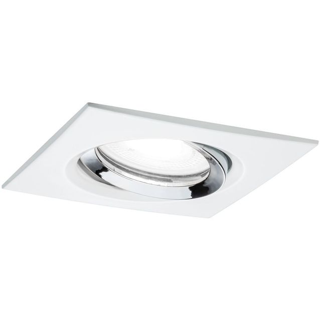 Upotettava LED-valaisin Paulmann Nova Plus, IP65, 93x93mm, GU10, 6W, 470lm, 4000K, himmennettävä, mattavalkoinen/kromi