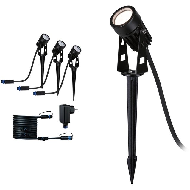 LED-puutarhaspotti Paulmann Plug & Shine maapiikki IP65 3000K 3.5W 21VA musta, 3kpl/pkt