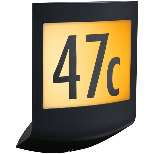 LED-numerovalaisin liike- ja hämärätunnistimella Paulmann Padea, Smart Home Zigbee 3.0, IP44, antrasiitti